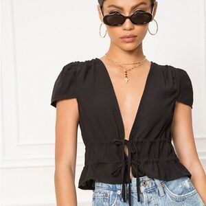 NWT Revolve Superdown Sara Tie Front Drawstring Top S